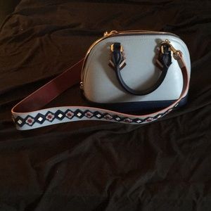 Baby blue bowler bag